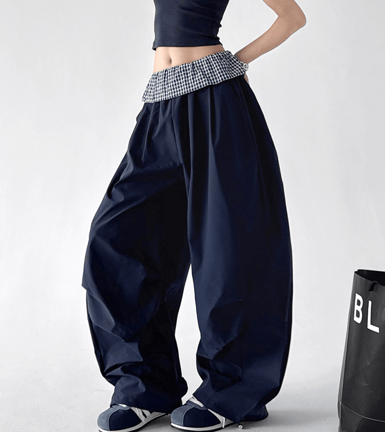 Plaid Panel Wide - Leg Parachute Pants – CT6667 - COPPING THREADS - CT Select