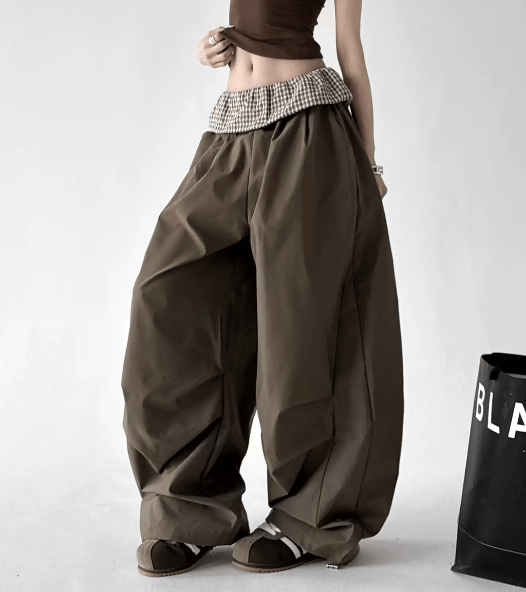 Plaid Panel Wide - Leg Parachute Pants – CT6667 - COPPING THREADS - CT Select