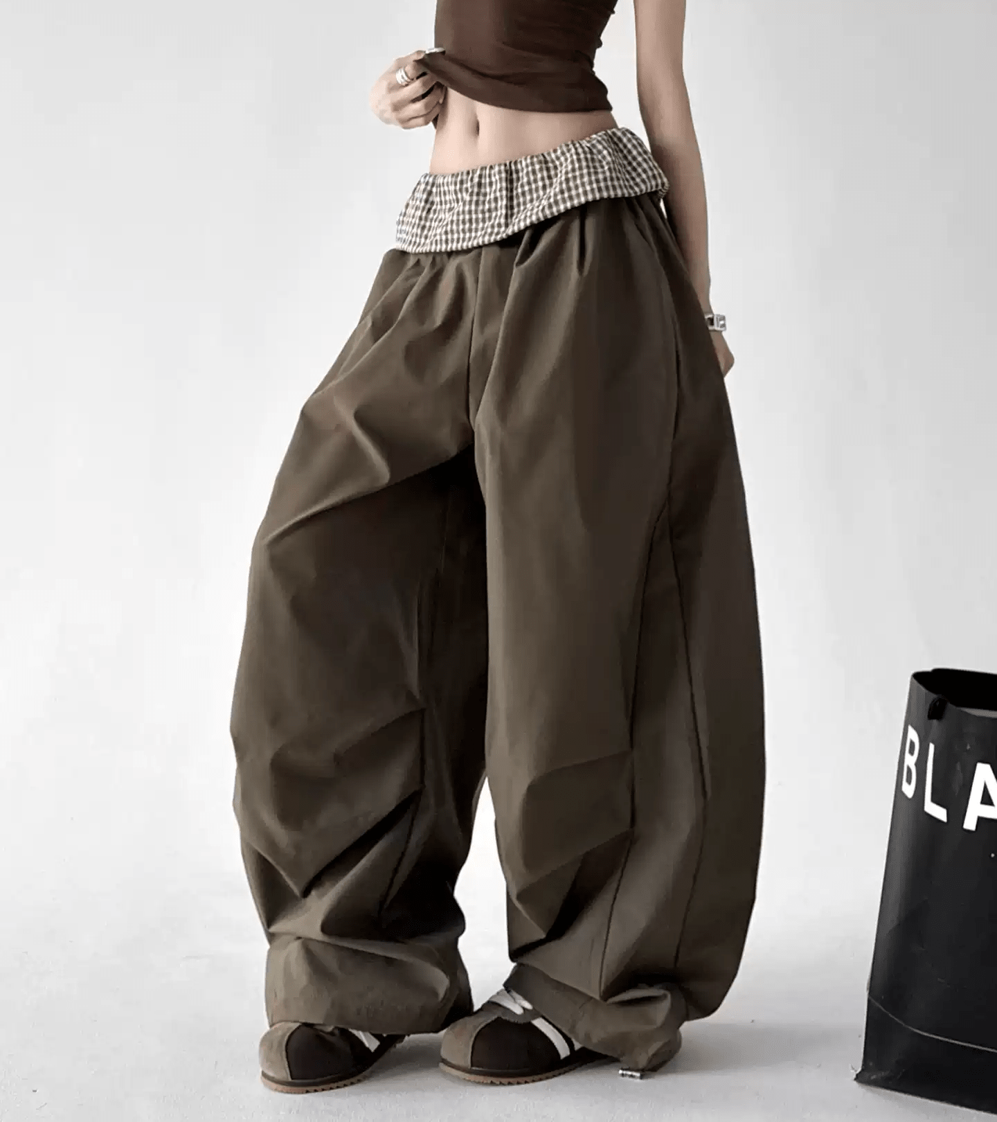 Plaid Panel Wide - Leg Parachute Pants – CT6667 - COPPING THREADS - CT Select