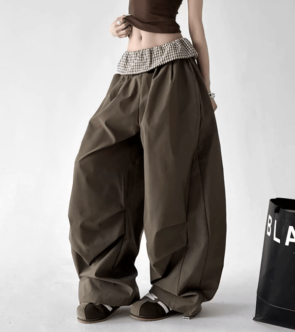 Plaid Panel Wide - Leg Parachute Pants – CT6667 - COPPING THREADS - CT Select