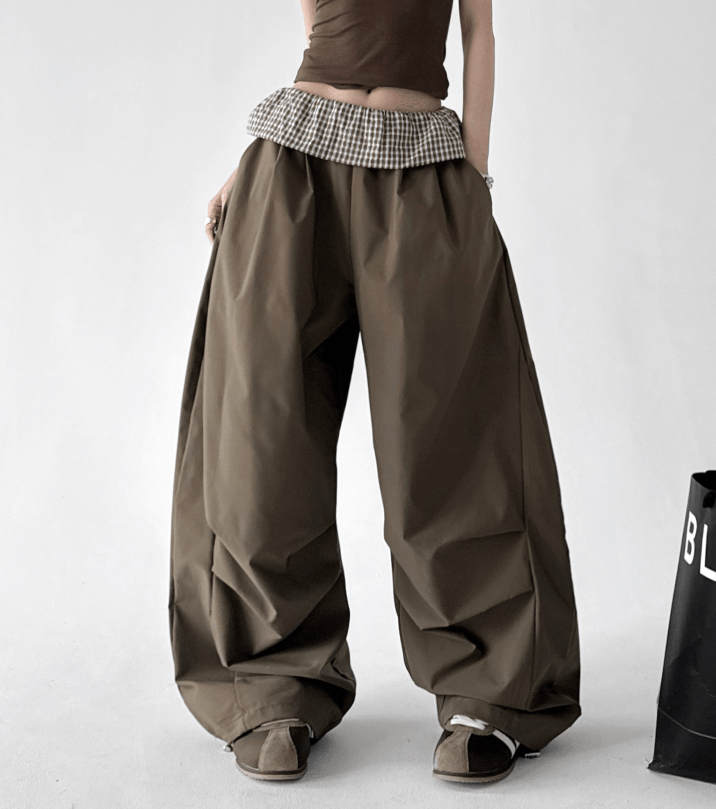 Plaid Panel Wide - Leg Parachute Pants – CT6667 - COPPING THREADS - CT Select Main image