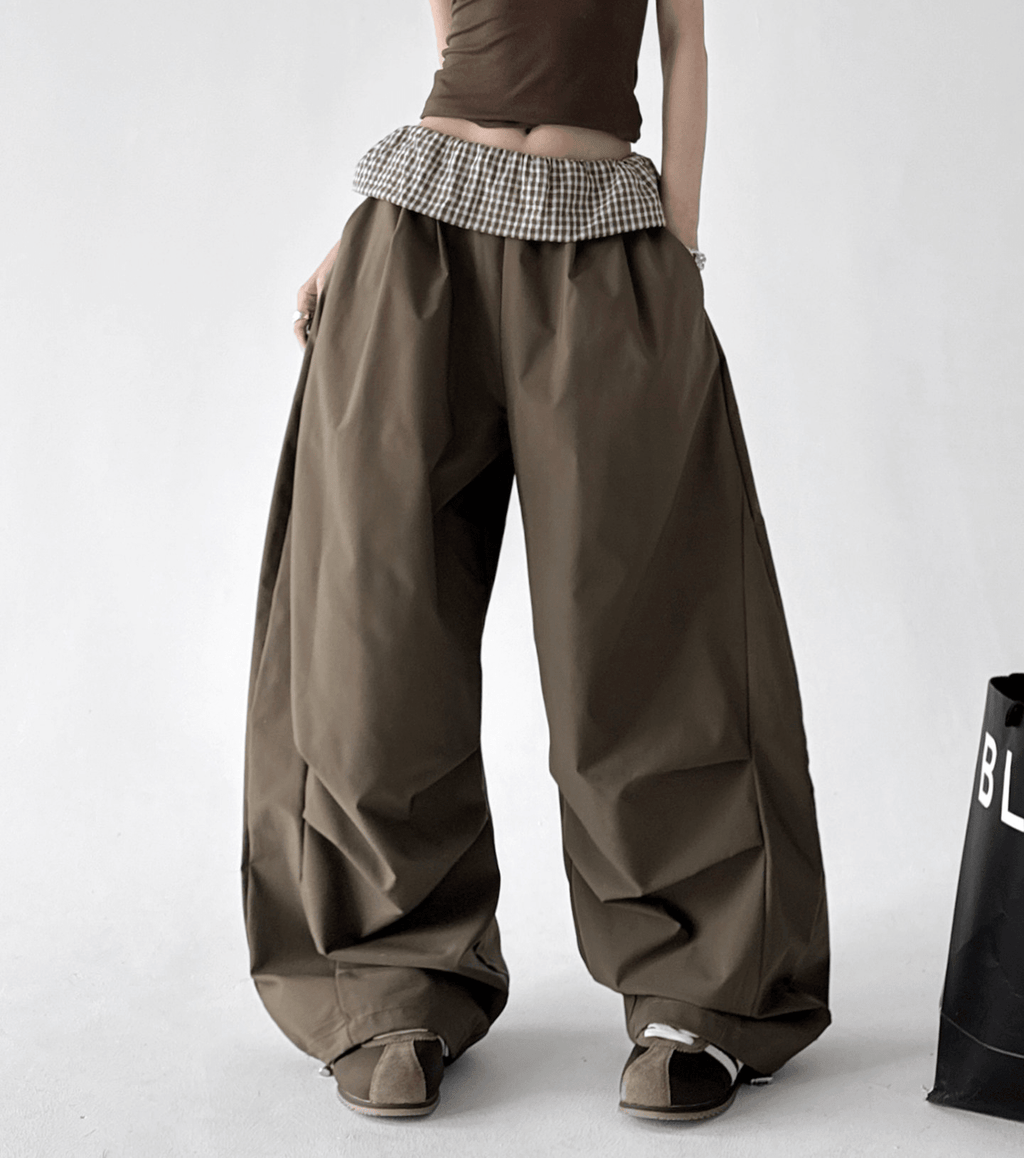 Plaid Panel Wide - Leg Parachute Pants – CT6667 - COPPING THREADS - CT Select