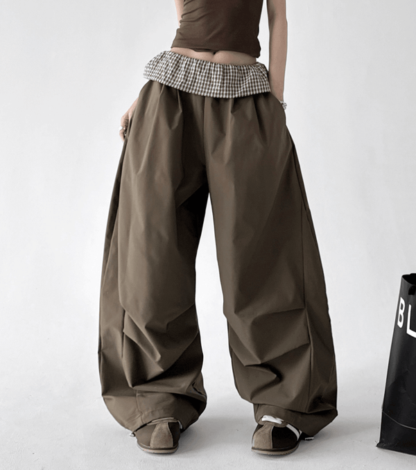 Plaid Panel Wide - Leg Parachute Pants – CT6667 - COPPING THREADS - CT Select