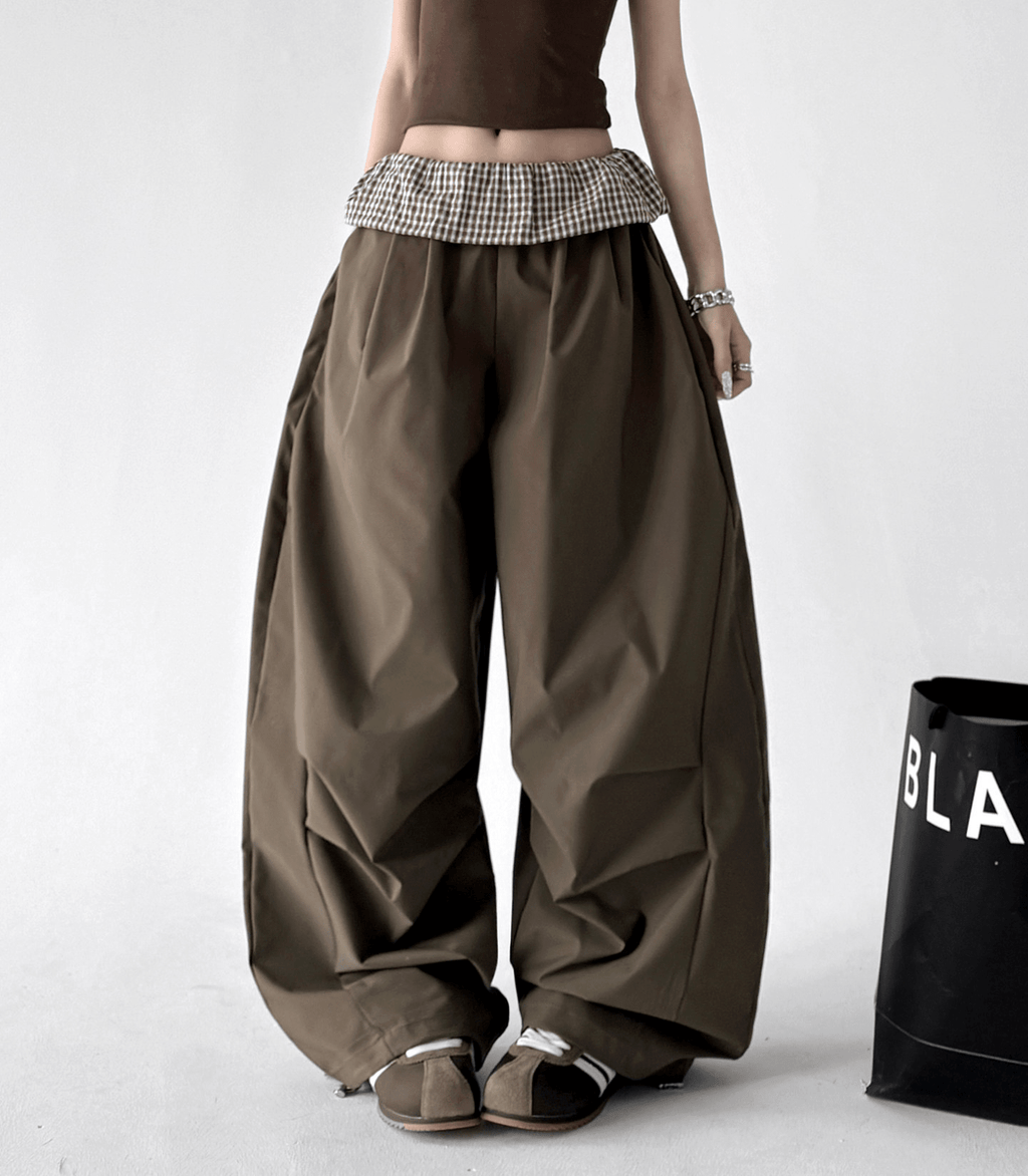 Plaid Panel Wide - Leg Parachute Pants – CT6667 - COPPING THREADS - CT Select
