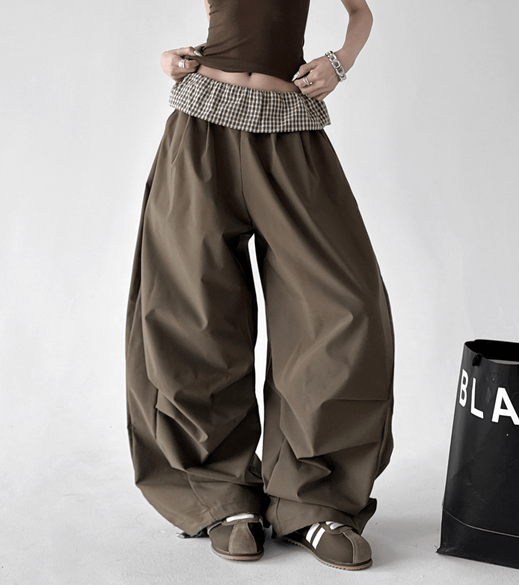 Plaid Panel Wide - Leg Parachute Pants – CT6667 - COPPING THREADS - CT Select