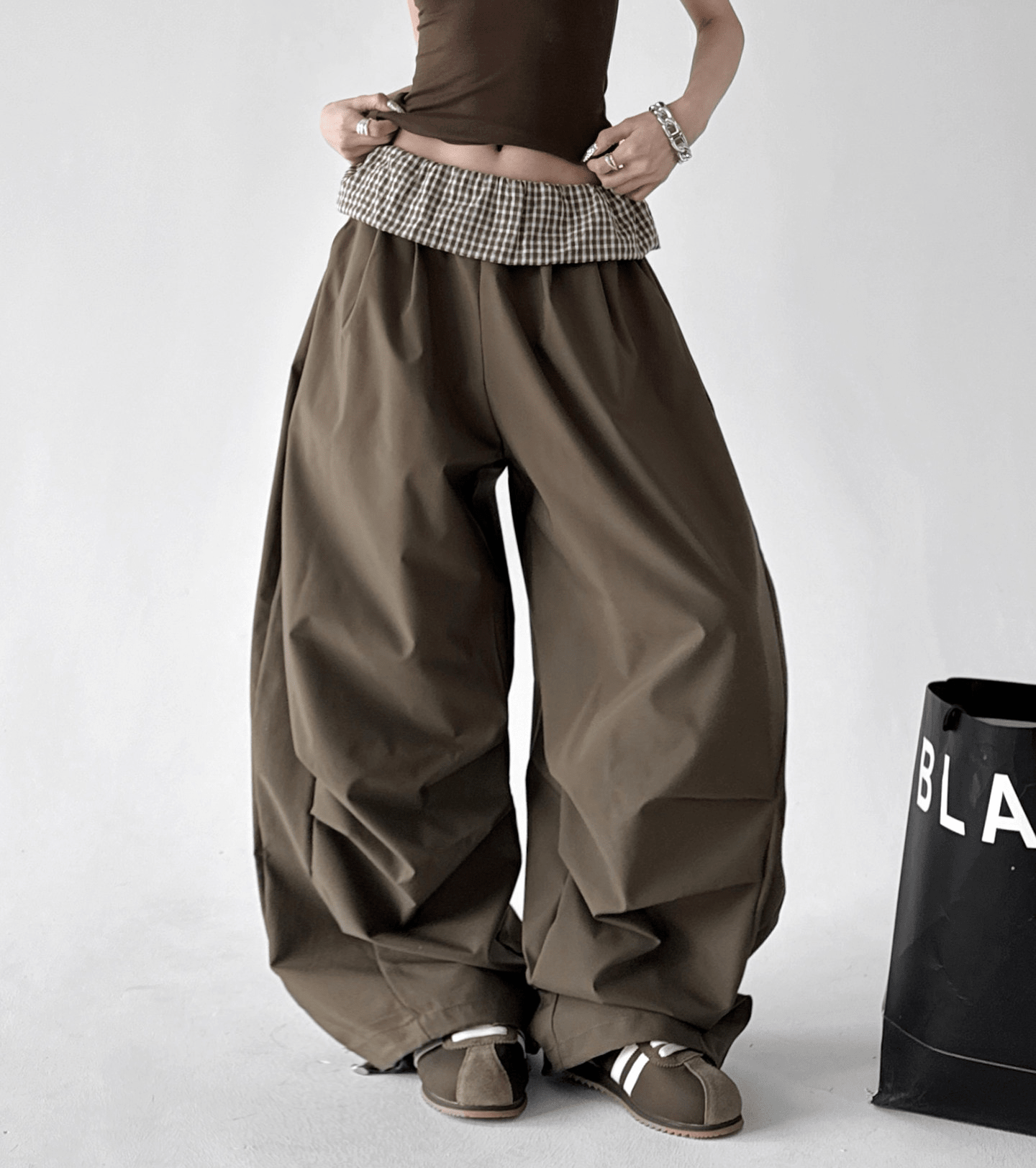 Plaid Panel Wide - Leg Parachute Pants – CT6667 - COPPING THREADS - CT Select