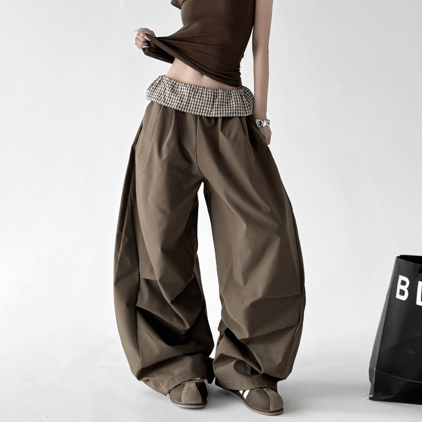 Plaid Panel Wide - Leg Parachute Pants – CT6667 - COPPING THREADS - CT Select