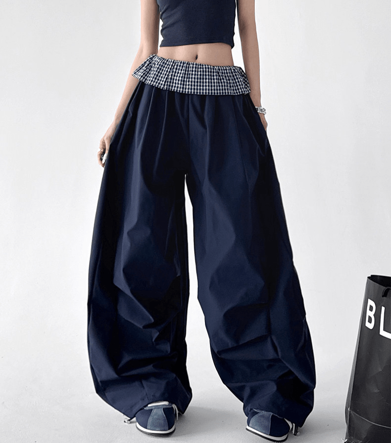 Plaid Panel Wide - Leg Parachute Pants – CT6667 - COPPING THREADS - CT Select