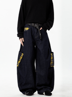 Plaid Panels Baggy Scythe Jeans - COPPING THREADS - CT Select