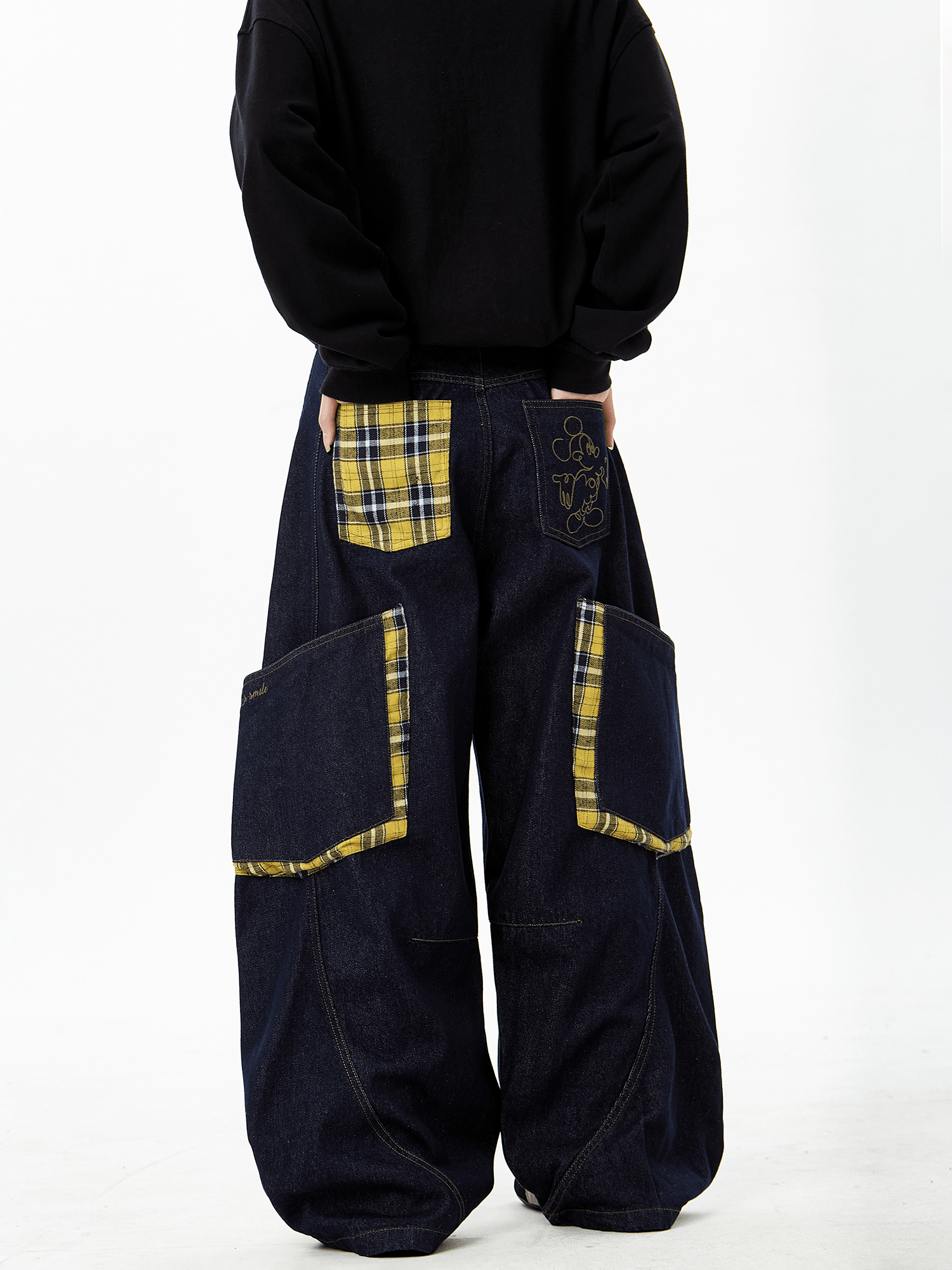 Plaid Panels Baggy Scythe Jeans - COPPING THREADS - CT Select Hauptbild