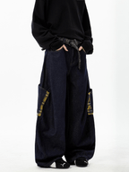 Plaid Panels Baggy Scythe Jeans - COPPING THREADS - CT Select