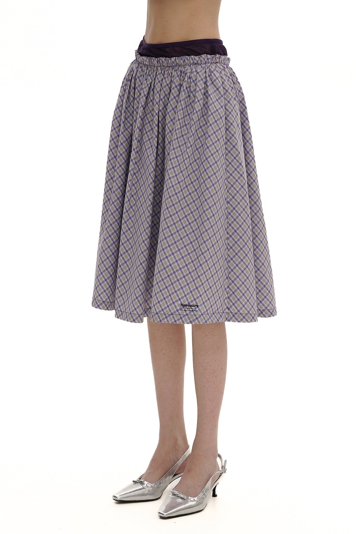 Plaid Pleated Faux Layered Skirt - COPPING THREADS - MOROMORO