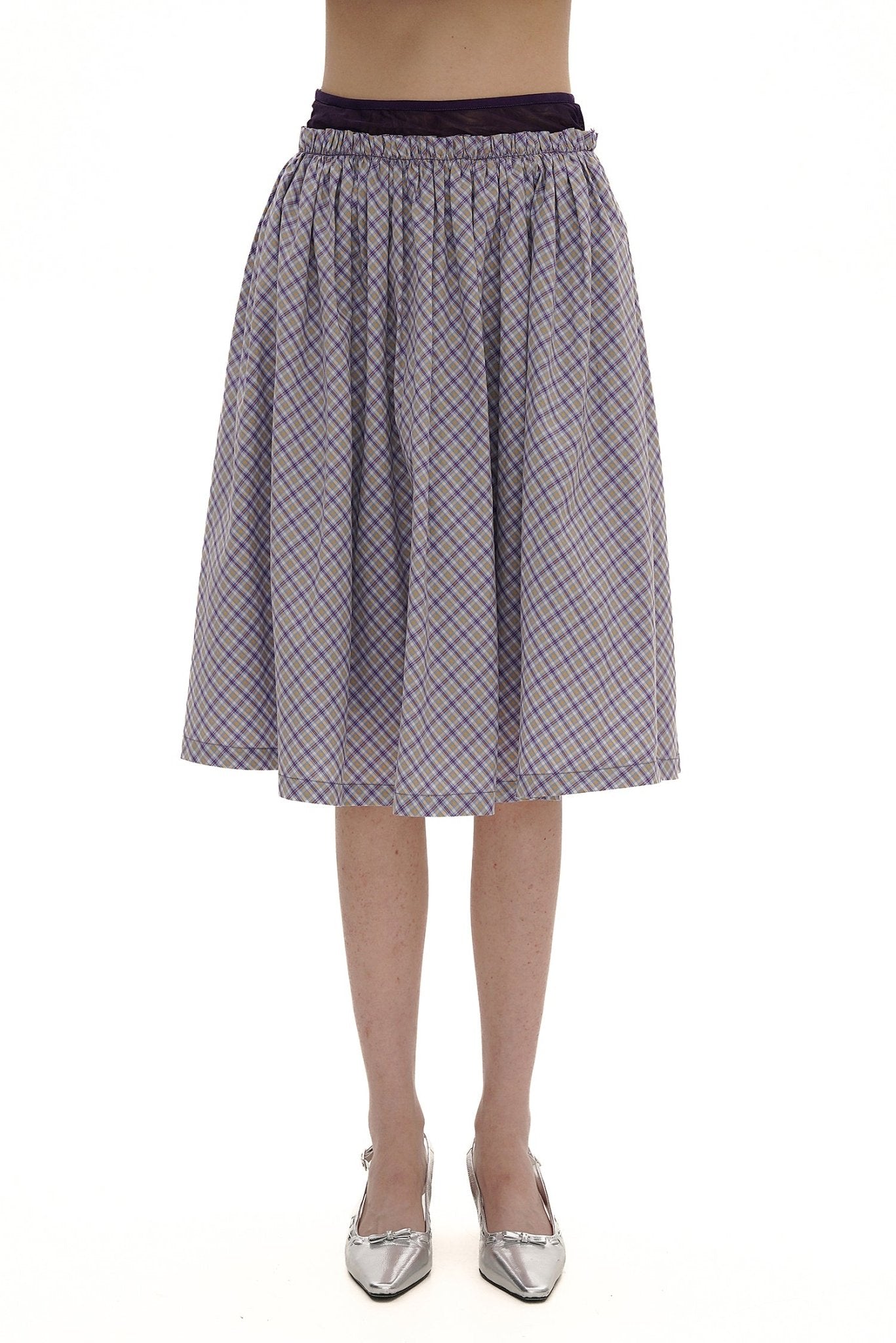 Plaid Pleated Faux Layered Skirt - COPPING THREADS - MOROMORO