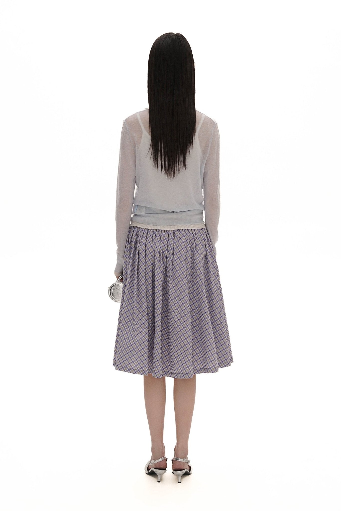 Plaid Pleated Faux Layered Skirt - COPPING THREADS - MOROMORO