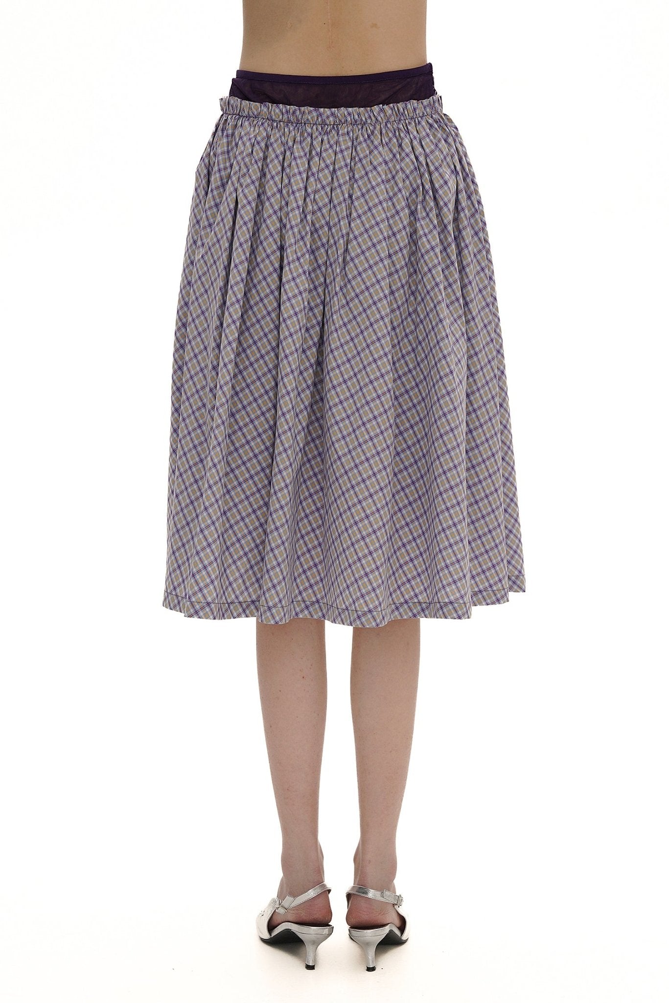 Plaid Pleated Faux Layered Skirt - COPPING THREADS - MOROMORO