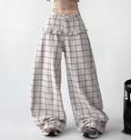 Plaid Ruffle High - Waist Wide - Leg Pants – CT2005 - COPPING THREADS - CT Select