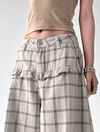 Plaid Ruffle High - Waist Wide - Leg Pants – CT2005 - COPPING THREADS - CT Select