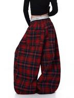 Plaid Wide - Leg Drawstring Pants - COPPING THREADS - CT Select