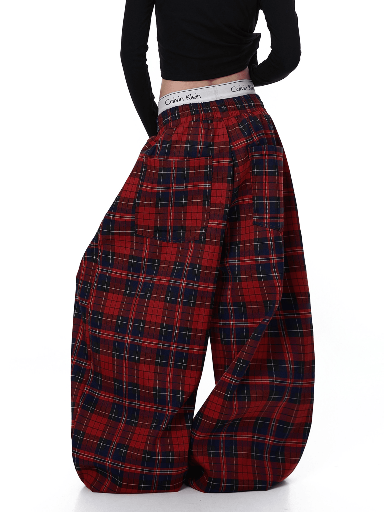 Plaid Wide - Leg Drawstring Pants - COPPING THREADS - CT Select