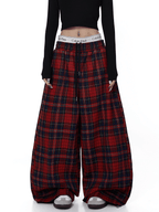 Plaid Wide - Leg Drawstring Pants - COPPING THREADS - CT Select