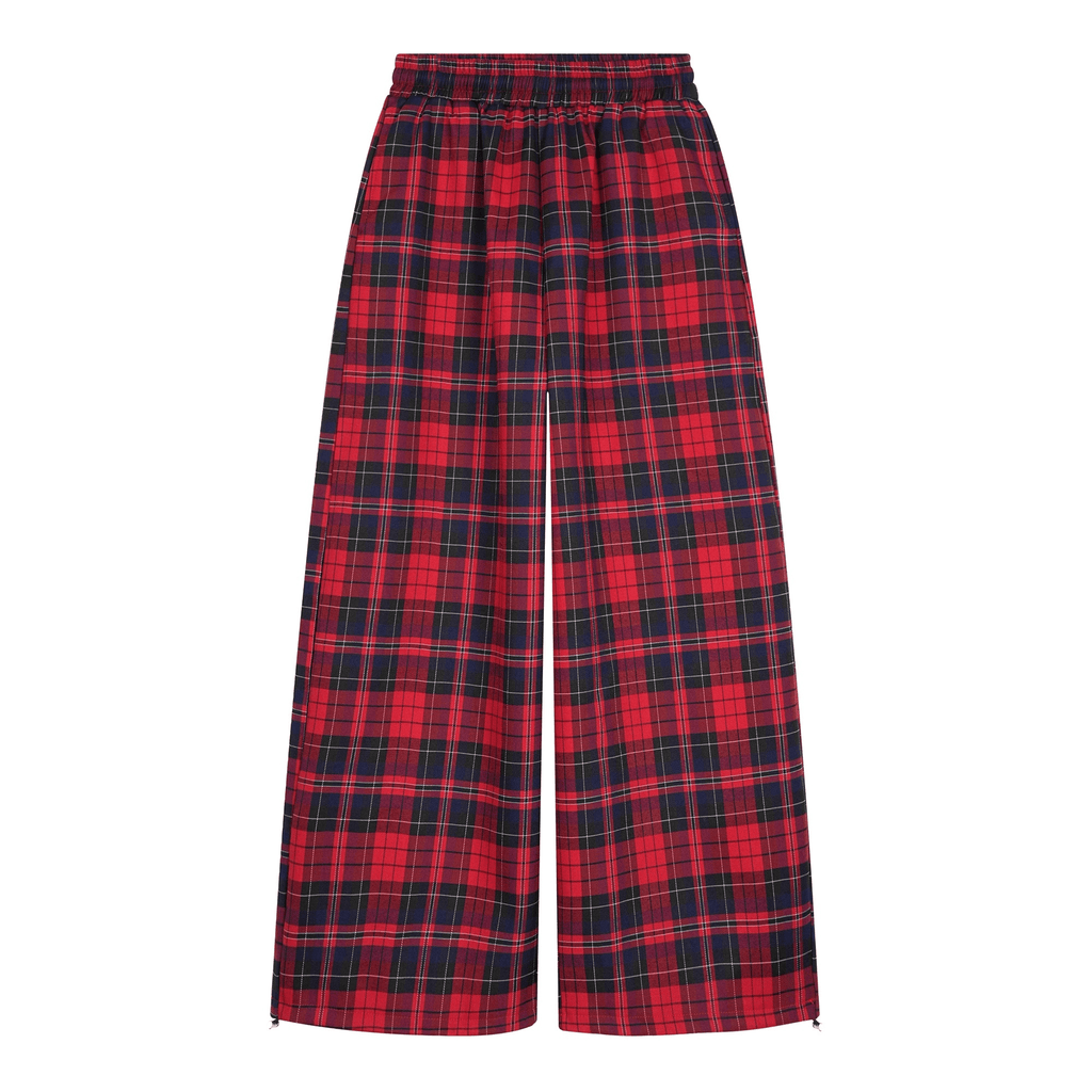 Plaid Wide - Leg Drawstring Pants - COPPING THREADS - CT Select
