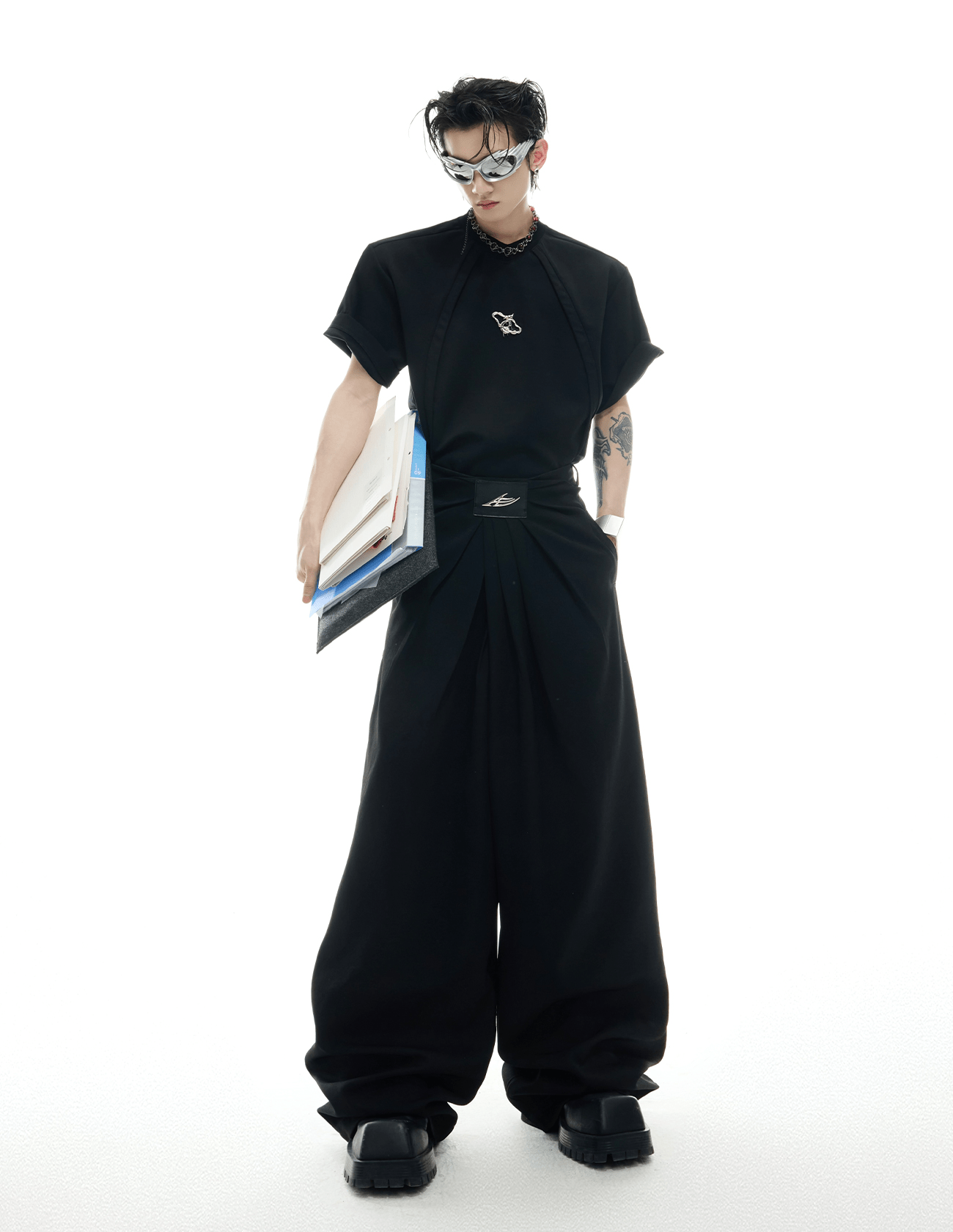 Pleated High Waist Wide - Leg Trousers - COPPING THREADS - ArguE CulturE