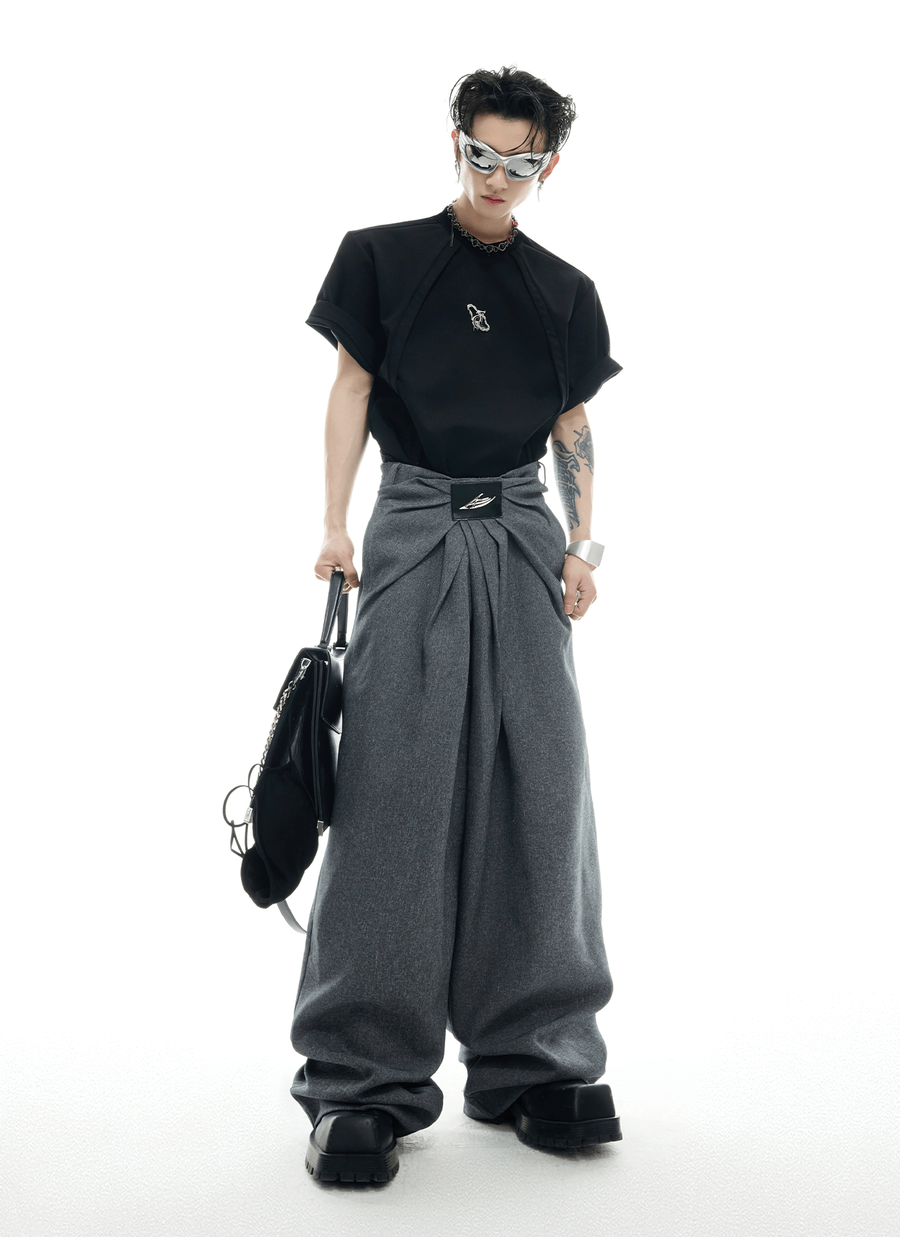 Pleated High Waist Wide - Leg Trousers - COPPING THREADS - ArguE CulturE