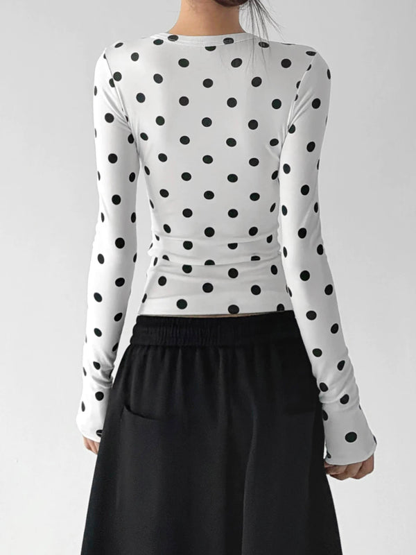 Polka-Dot Crewneck Long-Sleeve T-Shirt - COPPING THREADS - CT ORIGINALS