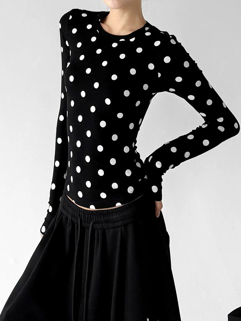 Polka-Dot Crewneck Long-Sleeve T-Shirt - COPPING THREADS - CT ORIGINALS