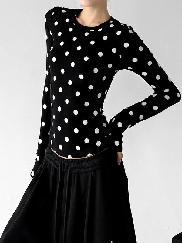 Polka-Dot Crewneck Long-Sleeve T-Shirt - COPPING THREADS - CT ORIGINALS