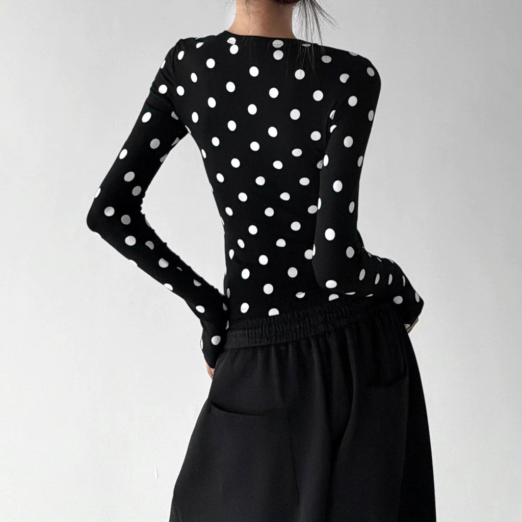 Polka-Dot Crewneck Long-Sleeve T-Shirt - COPPING THREADS - CT ORIGINALS