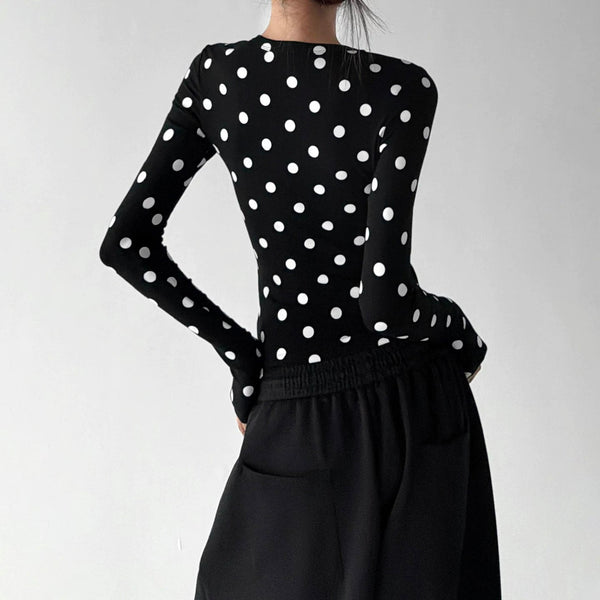 Polka-Dot Crewneck Long-Sleeve T-Shirt - COPPING THREADS - CT ORIGINALS