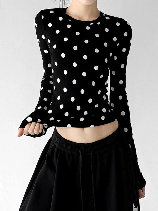Polka-Dot Crewneck Long-Sleeve T-Shirt - COPPING THREADS - CT ORIGINALS