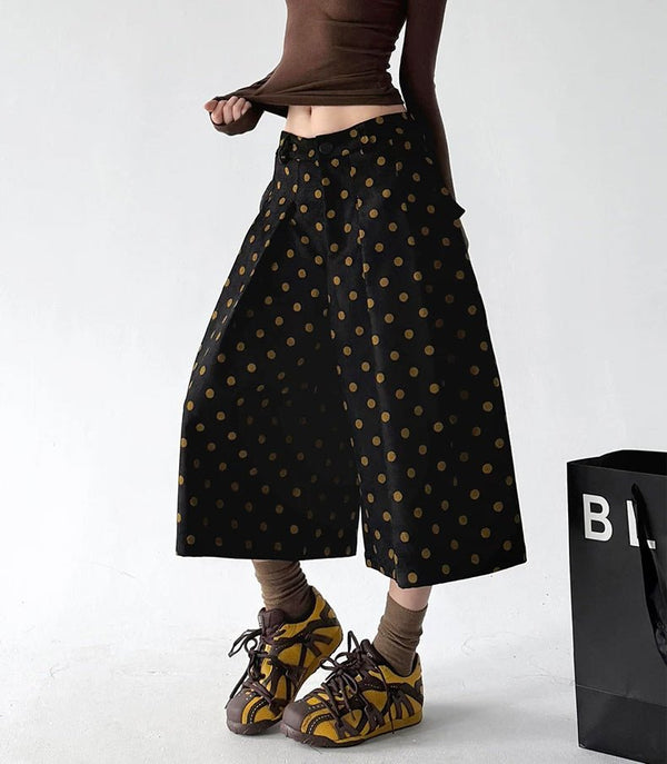Polka-Dot Cropped A-Line Pants - COPPING THREADS - CT ORIGINALS