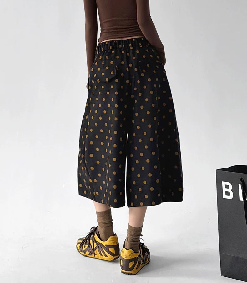 Polka-Dot Cropped A-Line Pants Secondary image