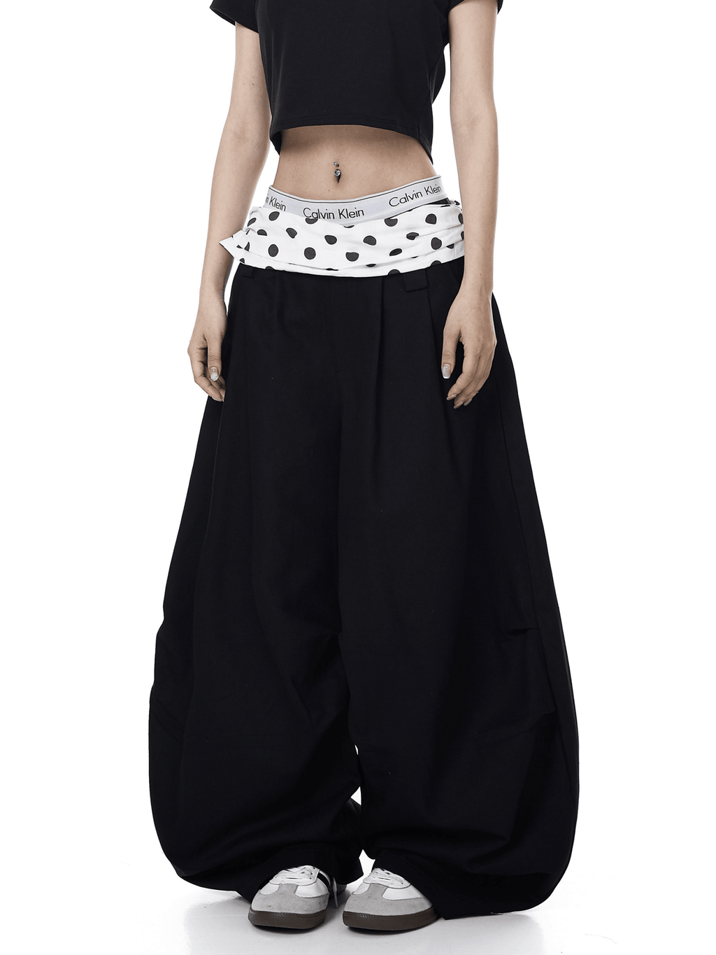 Polka Dot Fold - Over Waist Parachute Pants - COPPING THREADS - CT Select