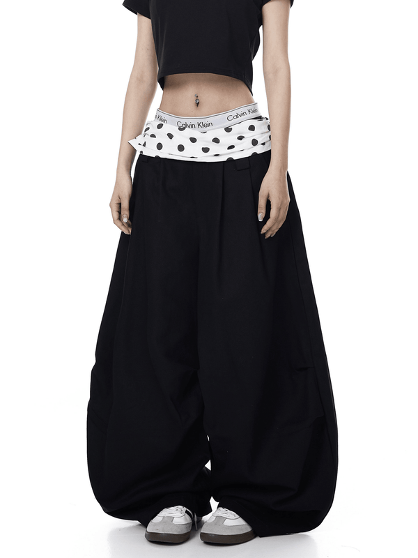 Polka Dot Fold - Over Waist Parachute Pants - COPPING THREADS - CT Select
