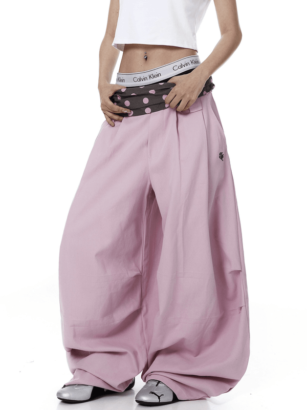 Polka Dot Fold - Over Waist Parachute Pants - COPPING THREADS - CT Select