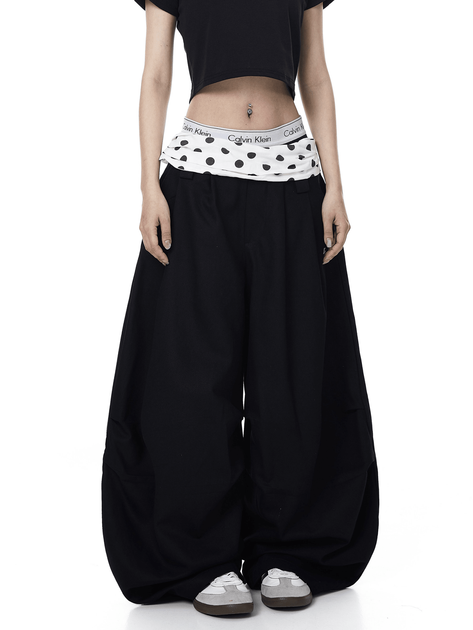 Polka Dot Fold-Over Waist Parachute Pants Secondary image