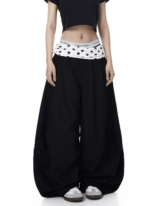 Polka Dot Fold - Over Waist Parachute Pants - COPPING THREADS - CT Select