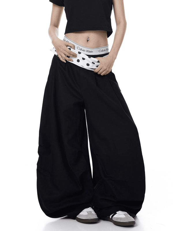 Polka Dot Fold - Over Waist Parachute Pants - COPPING THREADS - CT Select