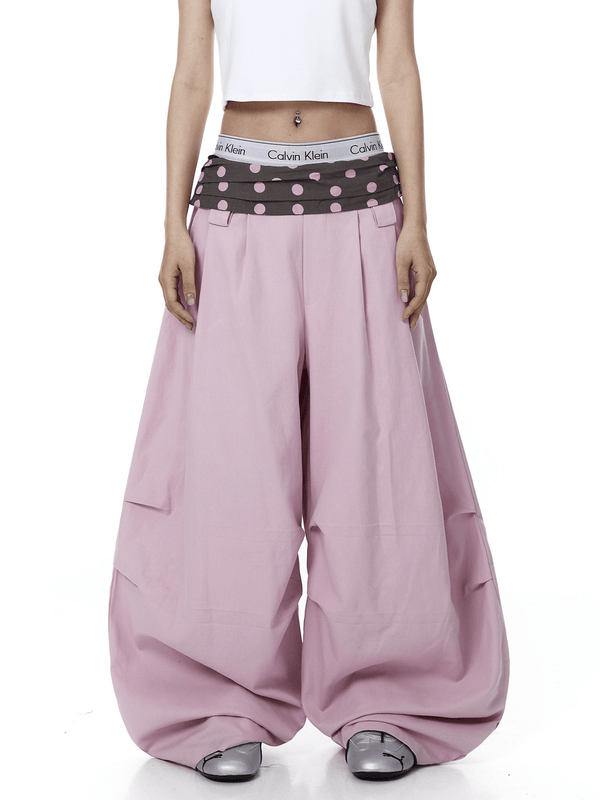 Polka Dot Fold - Over Waist Parachute Pants - COPPING THREADS - CT Select