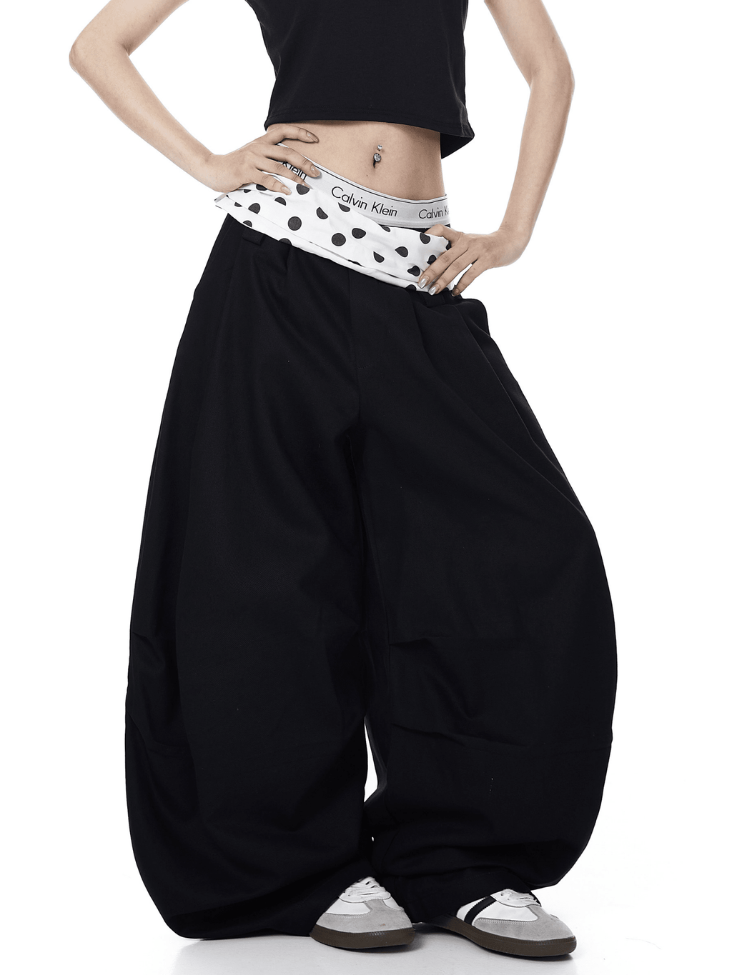 Polka Dot Fold - Over Waist Parachute Pants - COPPING THREADS - CT Select