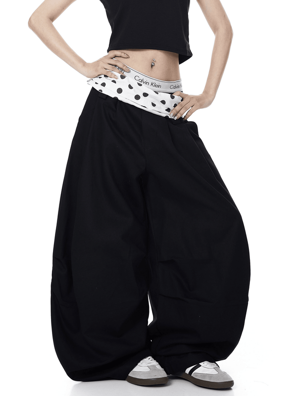 Polka Dot Fold - Over Waist Parachute Pants - COPPING THREADS - CT Select