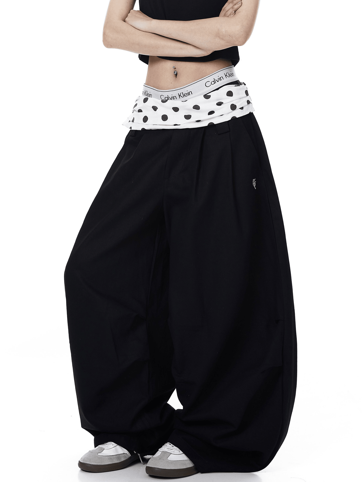 Polka Dot Fold - Over Waist Parachute Pants - COPPING THREADS - CT Select
