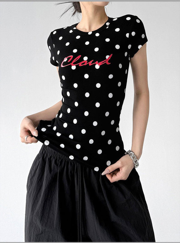 Polka-Dot Letter Fitted T-Shirt - CT66103 - COPPING THREADS - CT ORIGINALS