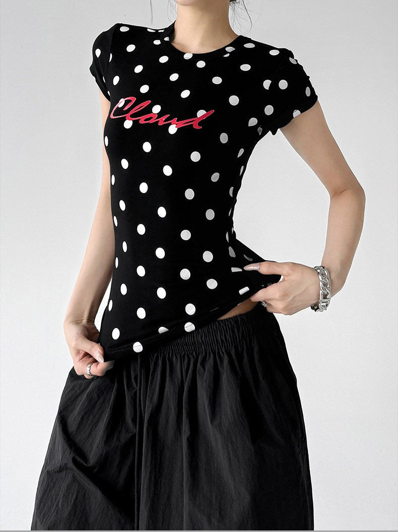 Polka-Dot Letter Fitted T-Shirt - CT66103 - COPPING THREADS - CT ORIGINALS