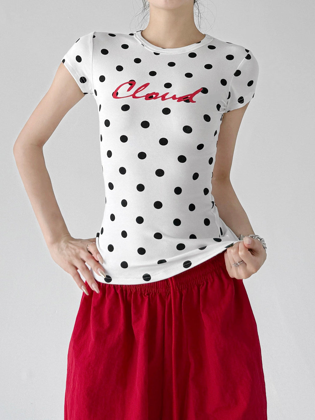 Polka-Dot Letter Fitted T-Shirt - CT66103 - COPPING THREADS - CT ORIGINALS