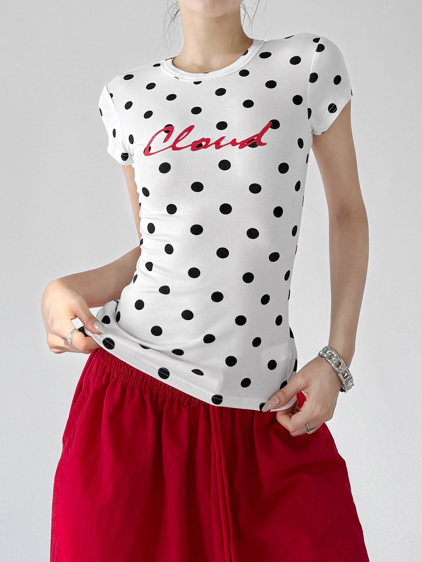Polka-Dot Letter Fitted T-Shirt - CT66103 Zweitbild