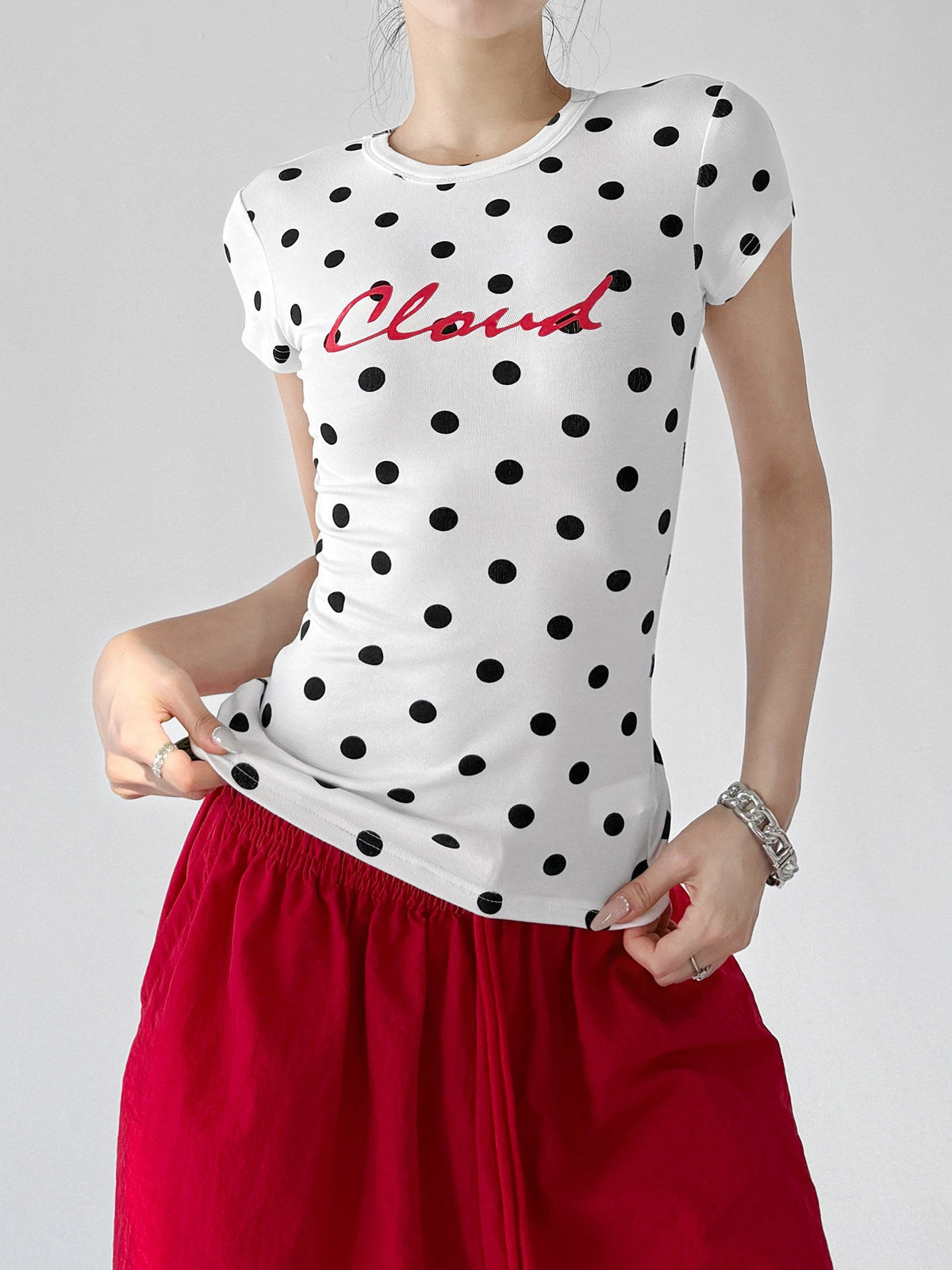 Polka-Dot Letter Fitted T-Shirt - CT66103 - COPPING THREADS - CT ORIGINALS